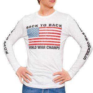 Back to Back World War Champs Long Sleeve Men's White T-Shirt S - 3XL